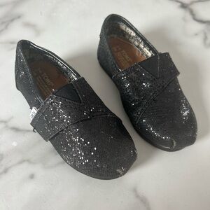 TOMS Kids Glitter Black Shoes